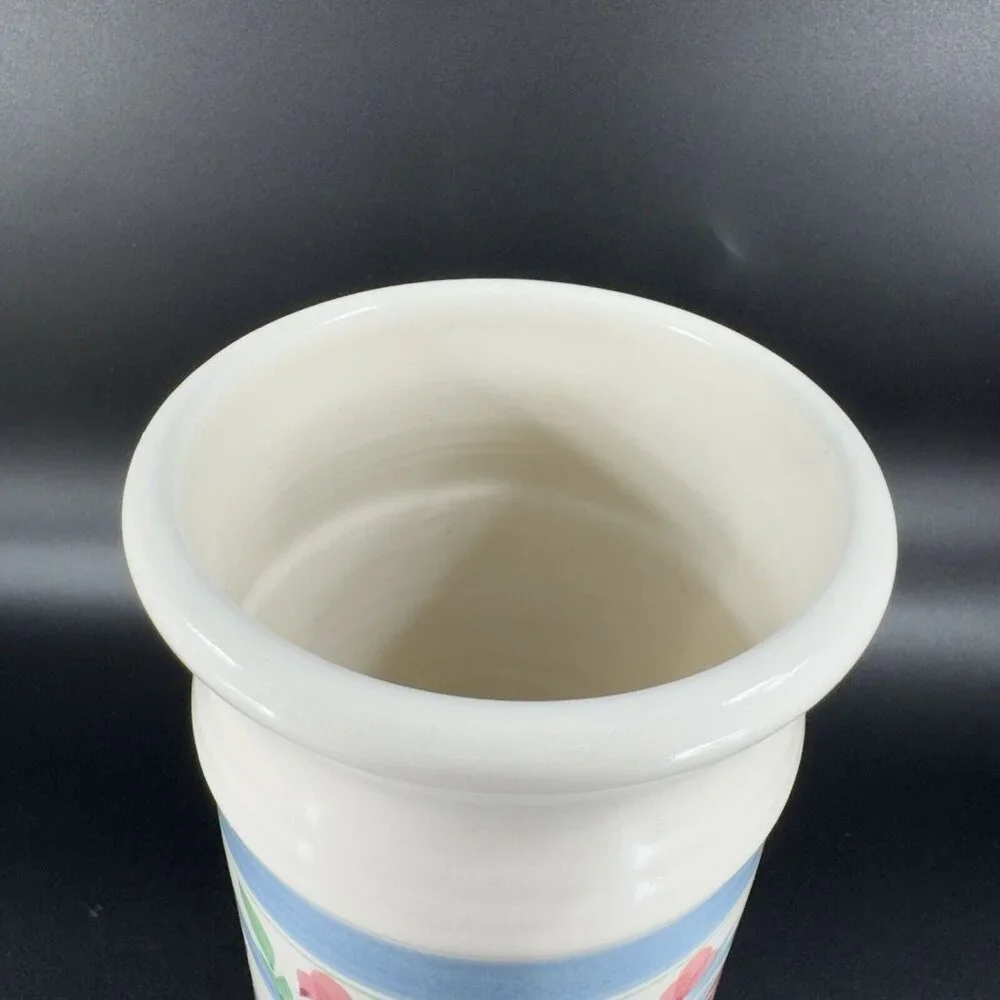 Patton‎ Hand Made Stoneware Pottery Vase Vessel Hand Crafted Floral Pattern VTG